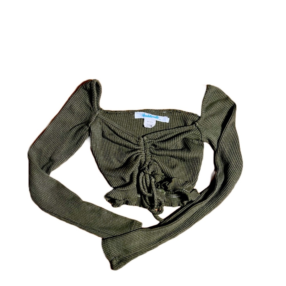 Army green xsmall baddieville crop sweater